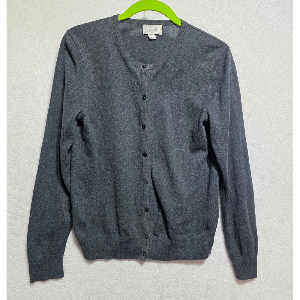 Foxcroft Charcoal Gray Button Front Cardigan Sweater Womens Size S